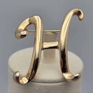 Letter H Brooch Anne Klein Gold Initial Monogram Pin